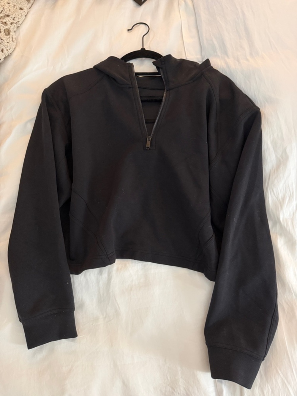 lululemon athletica Black Cropped Half-Zip Hoodie